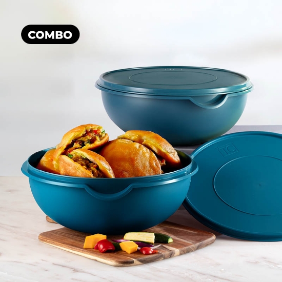Picture of 3pc Bowl Set and Lids - Teal (1.25lt, 2.5lt, 5lt)
